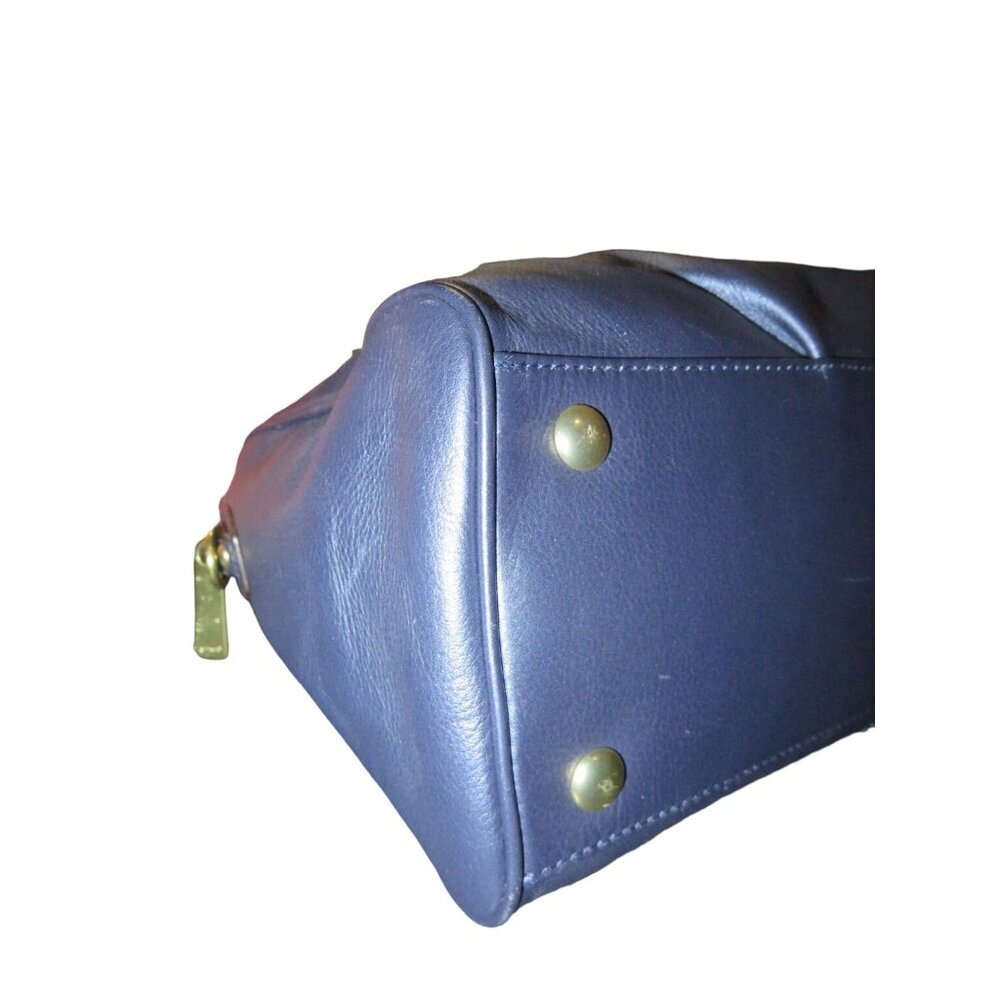 Coach Taylor 2013 Metallic Blue Leather Double Handle Satchel & Crossbody Strap - Picture 6 of 13